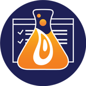 Flask with orange liquid and Promet Source logo