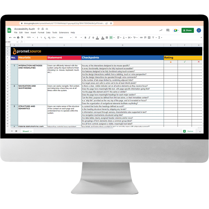 web accessibility template on a monitor