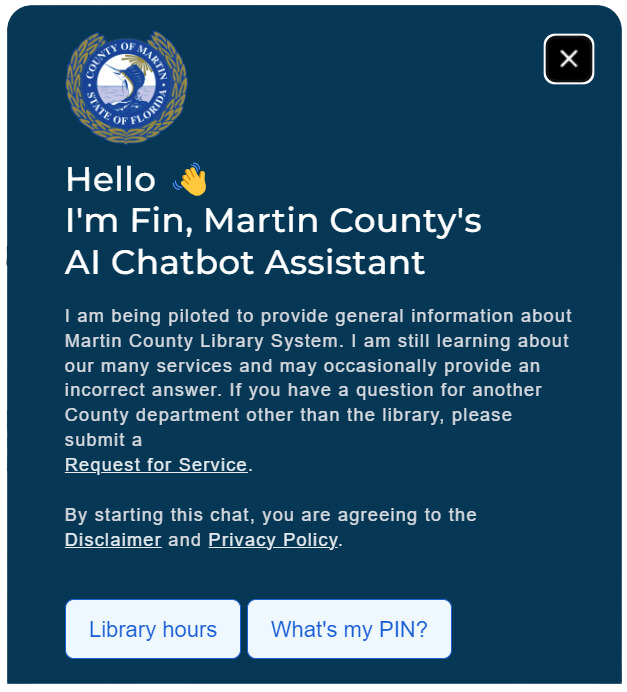 Fin, Martin County's AI Chatbot Assistant